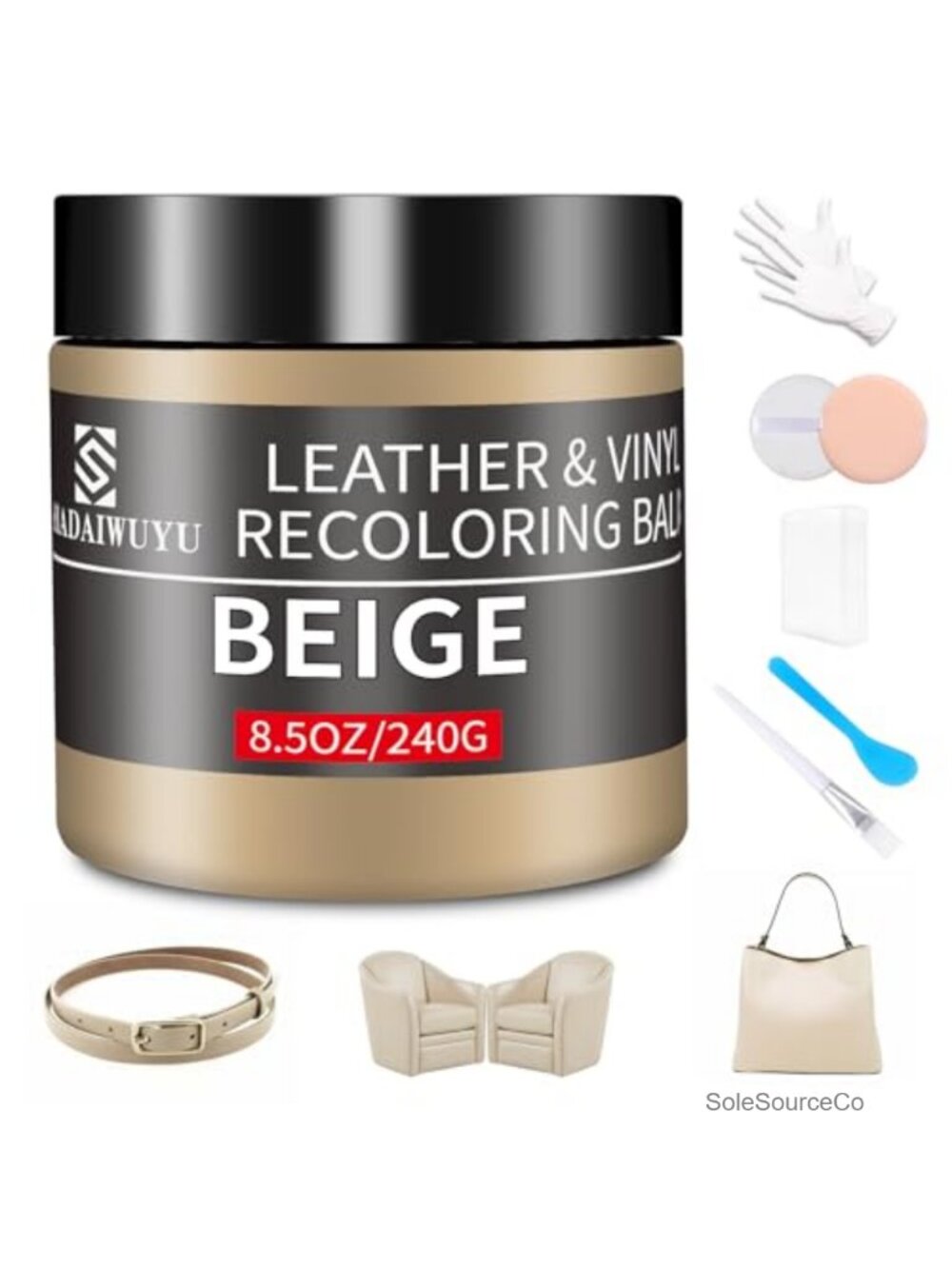 Leather Recoloring Balm 8.5oz Leather Color Restorer Repair Kit for Furniture